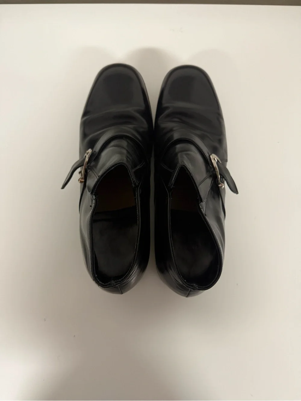 Vintage Florsheim Imperial Black Leather Single-Buckle Monk Strap Boots
